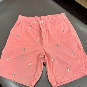 Used J. McLaughlin Coral Embroidered Men's Shorts Size 32 Mens